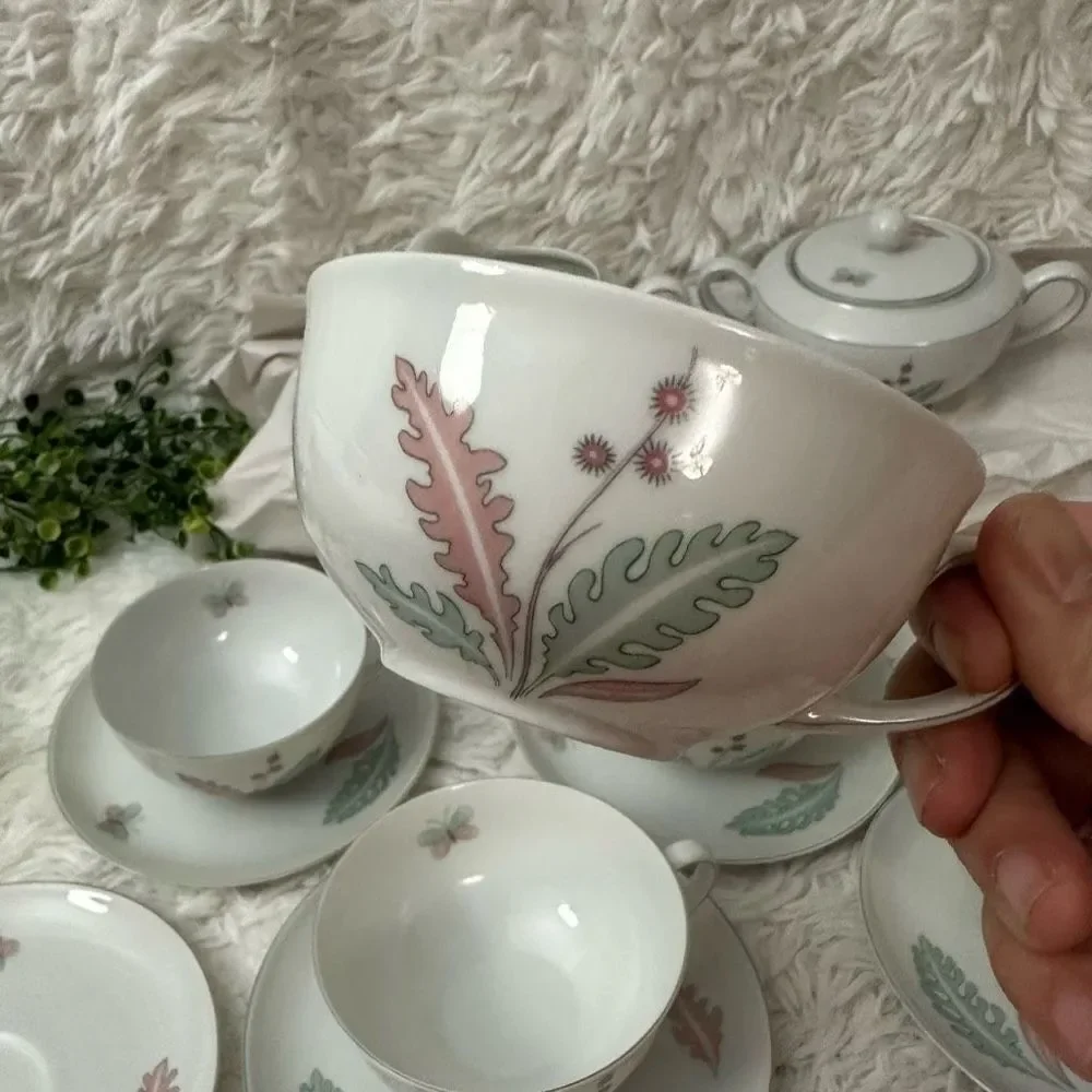 Porzellanfabrik Arzberg 5pc Porcelain teacup&saucer, ‎ creamer & sugar jar